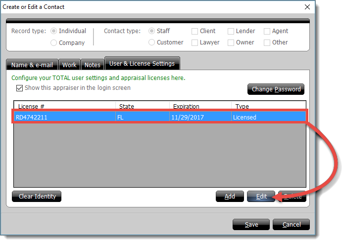 Add or Edit License