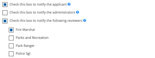 An image showing the roles that will receive notifications for the comment.