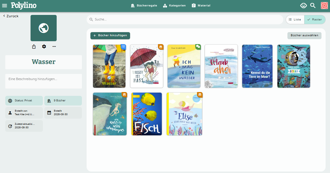 Ansicht eines selbst erstellen Bücherregals in Polylino - klicken Sie zum Vergrößern Ansicht eines selbst erstellen Bücherregals in Polylino