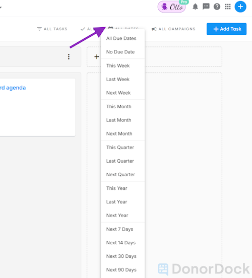 Date filter options