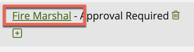 Image showing the section with a Fire Marshall already assigned, with the Delete icon highlighted