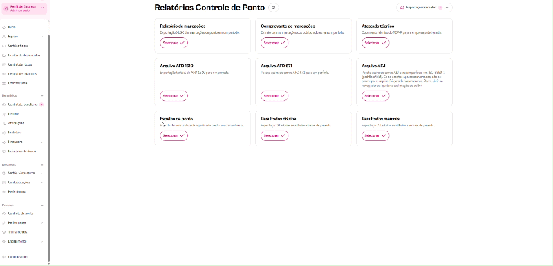 gif com o processo para extrair o espelho de ponto do colaborador em controle de Ponto.