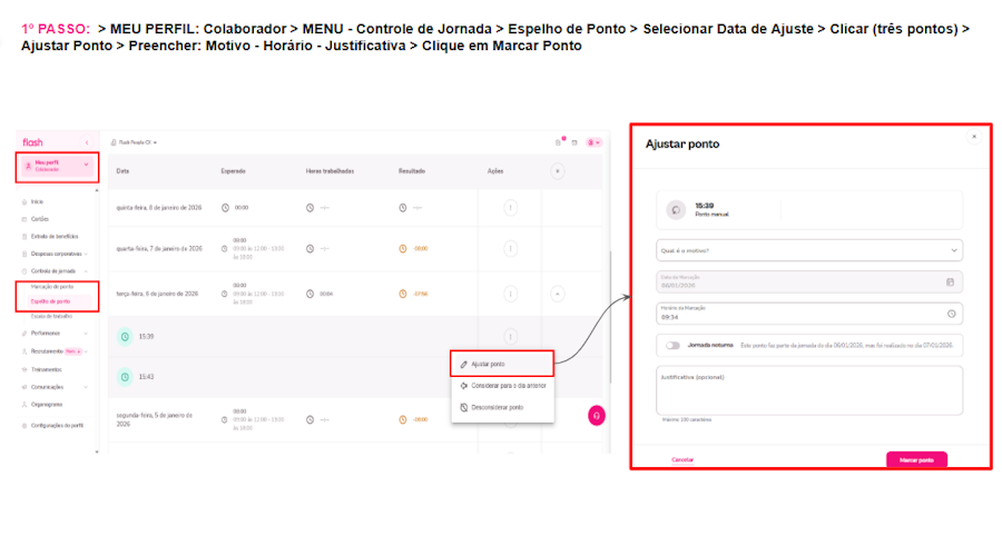 Print - Passo a Passo Marcação de Ponto Manual - Dias Anteriores