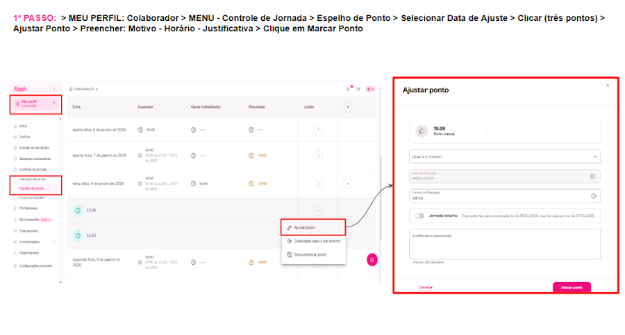 Print - Passo a Passo Marcação de Ponto Manual - Dias Anteriores