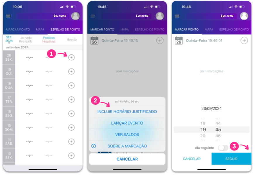 Imagem para marcar ponto manual no app Folha Flash