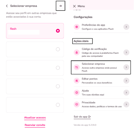 Imagens do aplicativo sessão Menu.