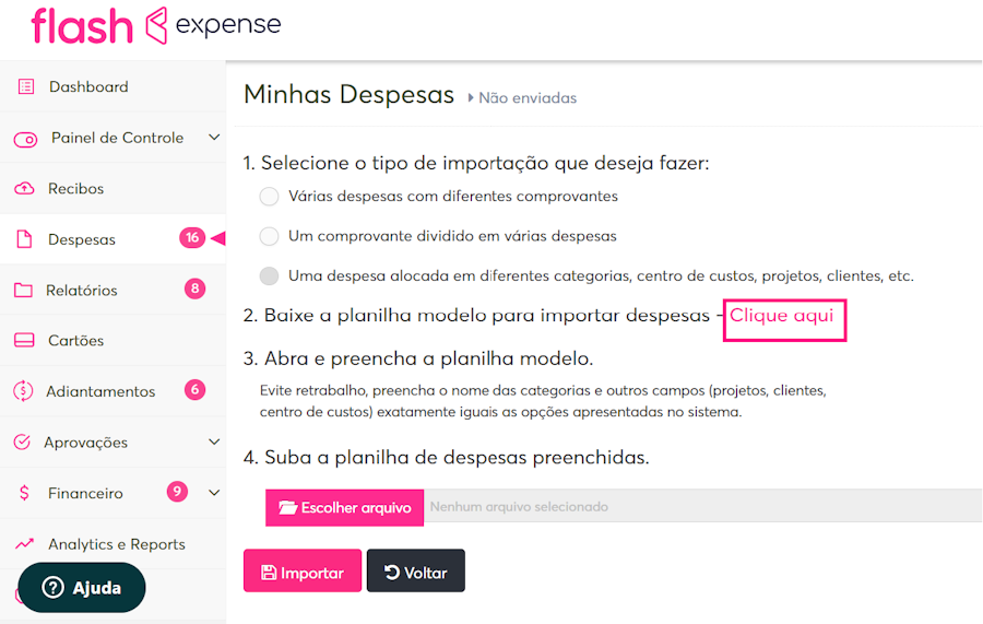 Imagem exemplo da opção 2 com destaque no menu clique aqui.