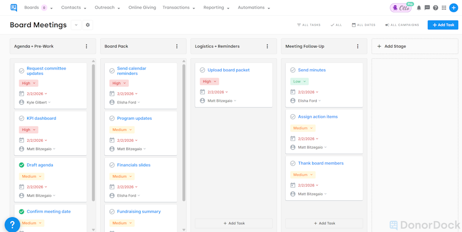 Board Meetings Project Board Example