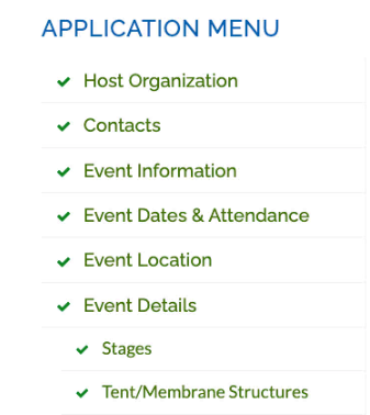 Image showing several sections with green check marks beside them.