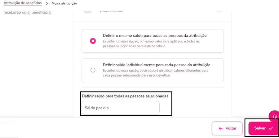 imagem exemplo da tela para definir mesmo saldo para todas as pessoas