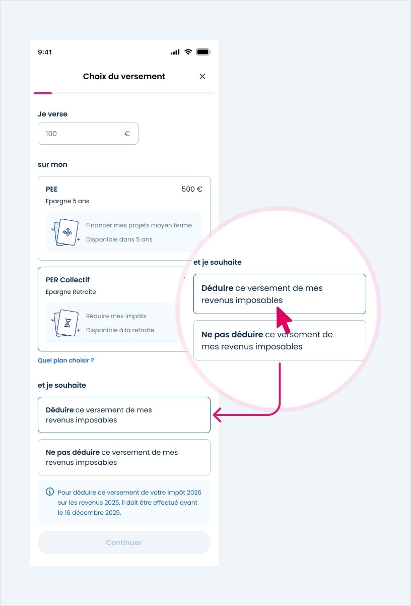 Réaliser un versement volontaire déductible - click to enlarge Réaliser un versement volontaire déductible