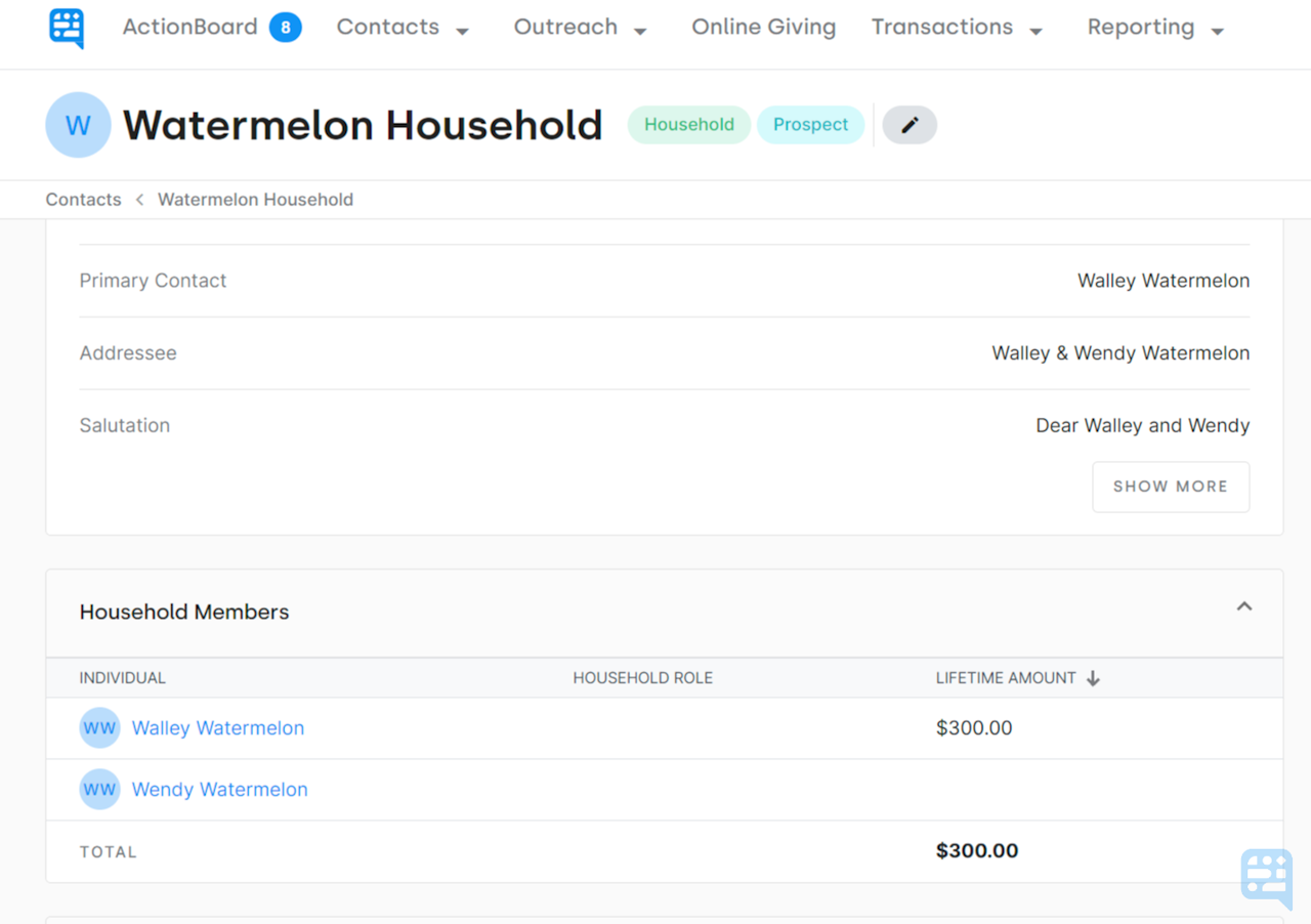 EXAMPLE HOUSEHOLD RECORD SHOWING TWO INDIVDUALS CONNECTED - click to enlarge EXAMPLE HOUSEHOLD RECORD SHOWING TWO INDIVDUALS CONNECTED