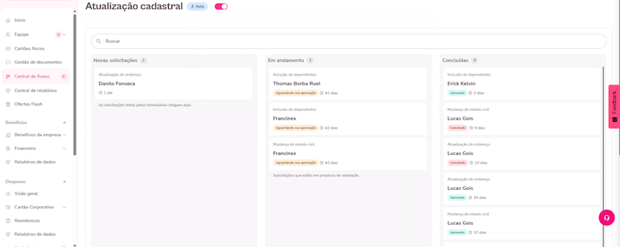Gif para aprovar ou reprovar atualização cadastral