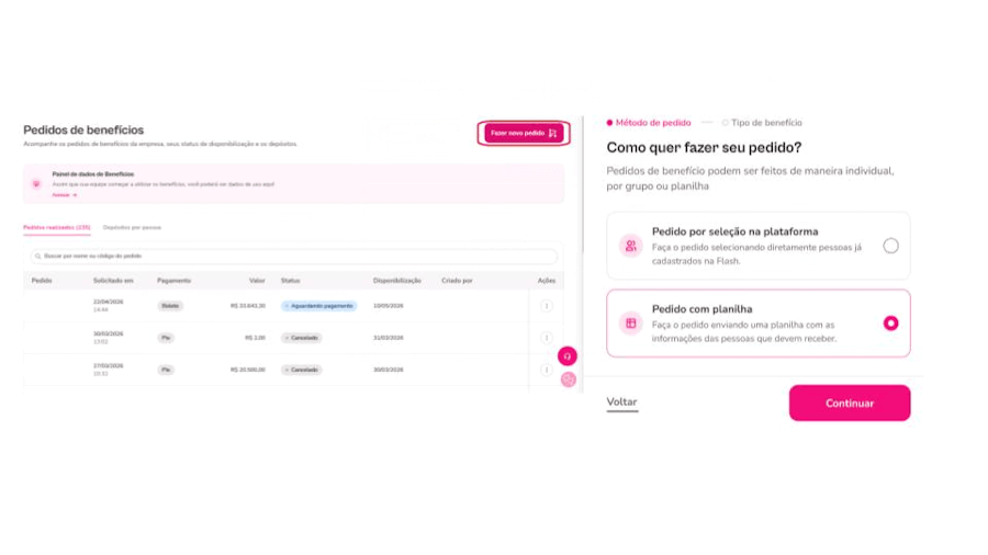 Gif com instruções para pedido com planilha Flash