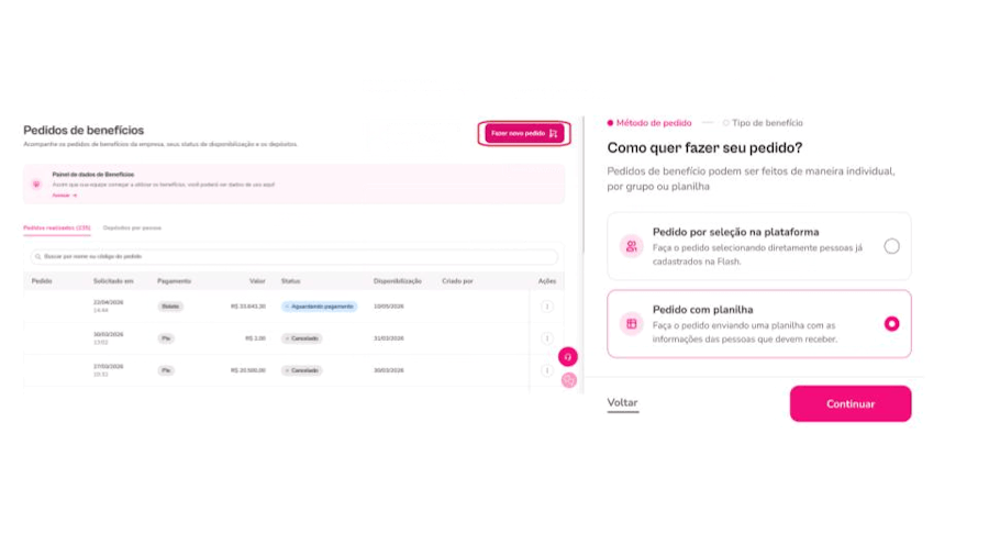 Gif com instruções para pedido com planilha Flash