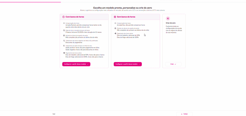 GIF com o passo a passo para criar regra de cálculo sem banco de horas