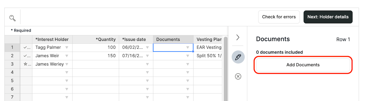 Add document - click to enlarge Add document