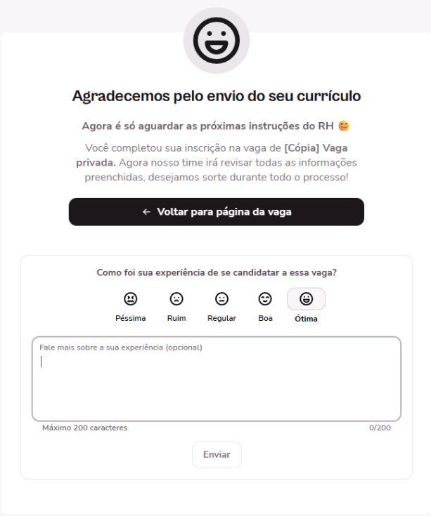 imagem com as reações exemplos de uma candidatura