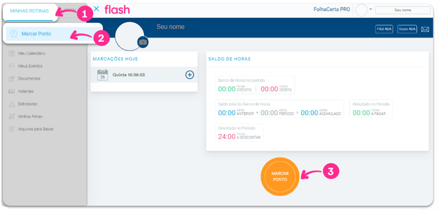 Imagem exemplo de marcar ponto na plataforma.