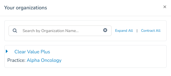 Your Organizations window - click to enlarge Your Organizations window