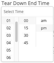 Image showing the options for selecting a time.