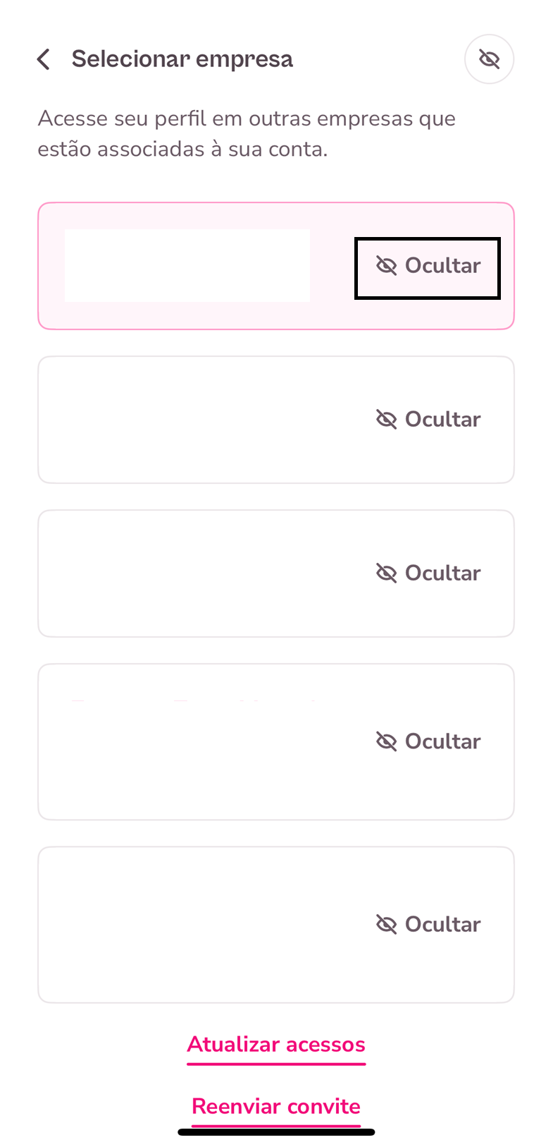 Imagem de como ocultar empresa.