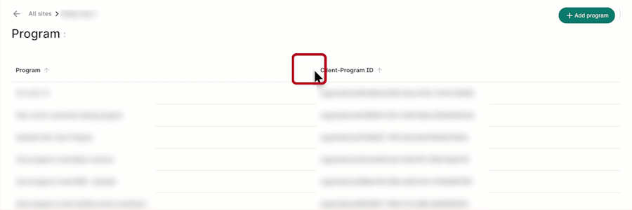 column header action menu animation
