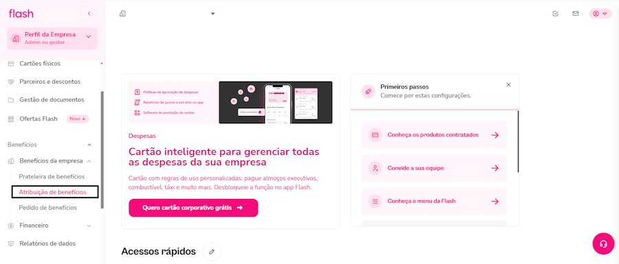 imagem com destaque para o menu de atribuir beneficio