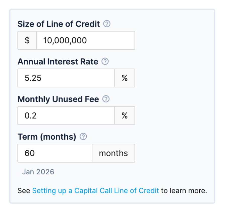 Line of Credit Configuration