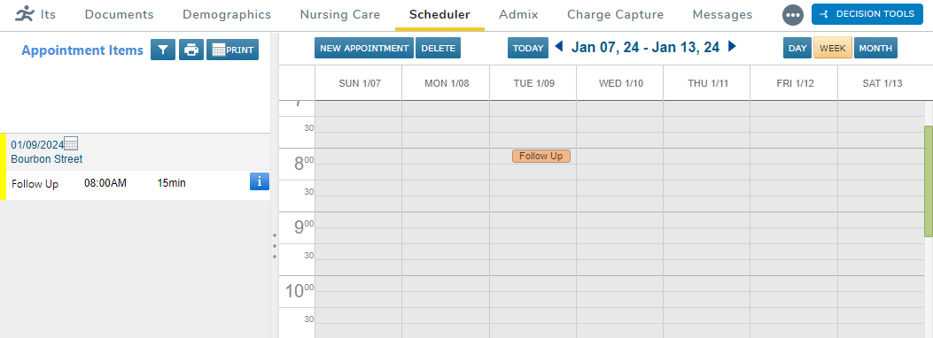 The Scheduler chart tab displaying one Week - click to enlarge The Scheduler chart tab displaying one Week