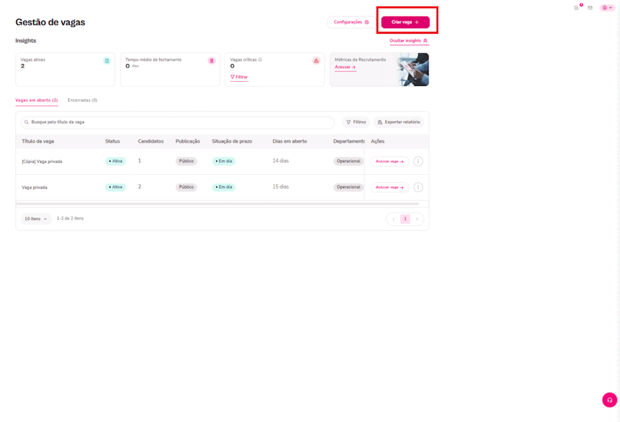 Gif com o passo a passo para criar vaga