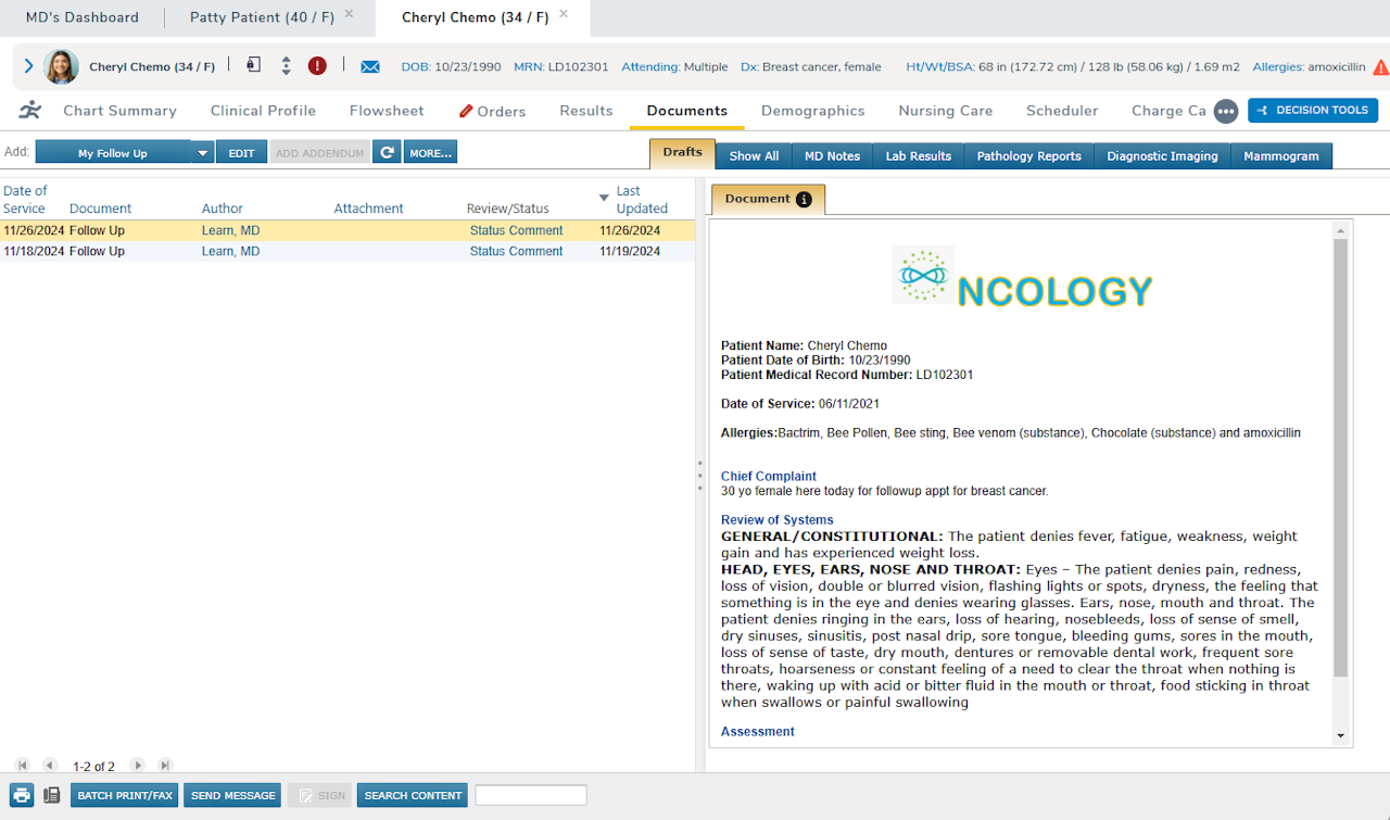 The Documents chart tab with the Drafts sub-tab selected - click to enlarge The Documents chart tab with the Drafts sub-tab selected
