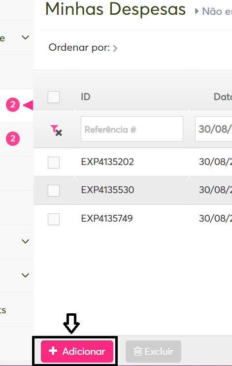 imagem da plataforma com destaque para o botão Adicionar