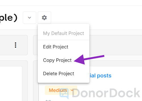 Copy Project menu prompt