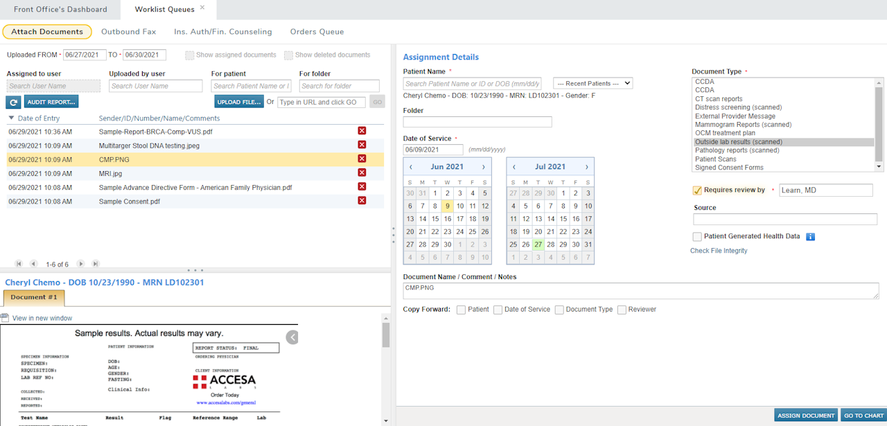 The Attach Documents worklist queue - click to enlarge The Attach Documents worklist queue