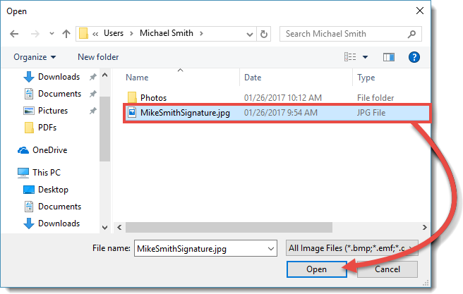 Browse for Signature File