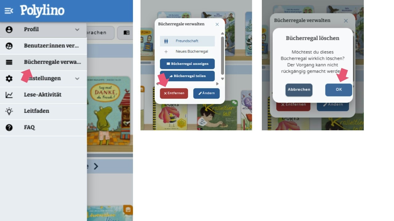 Bücherregal löschen - klicken Sie zum Vergrößern Bücherregal löschen