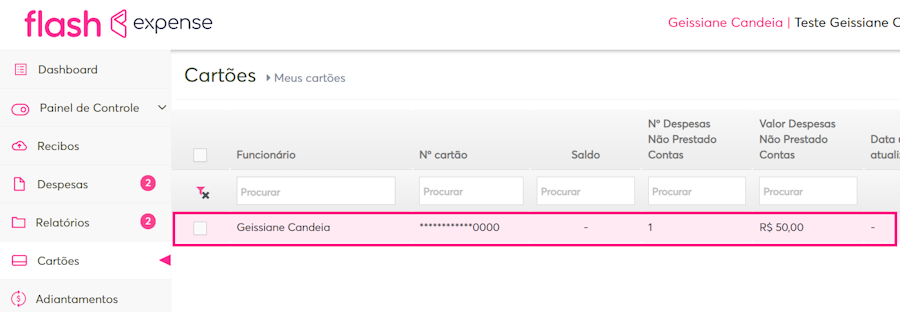 imagem da plataforma com destaque para dados exemplos