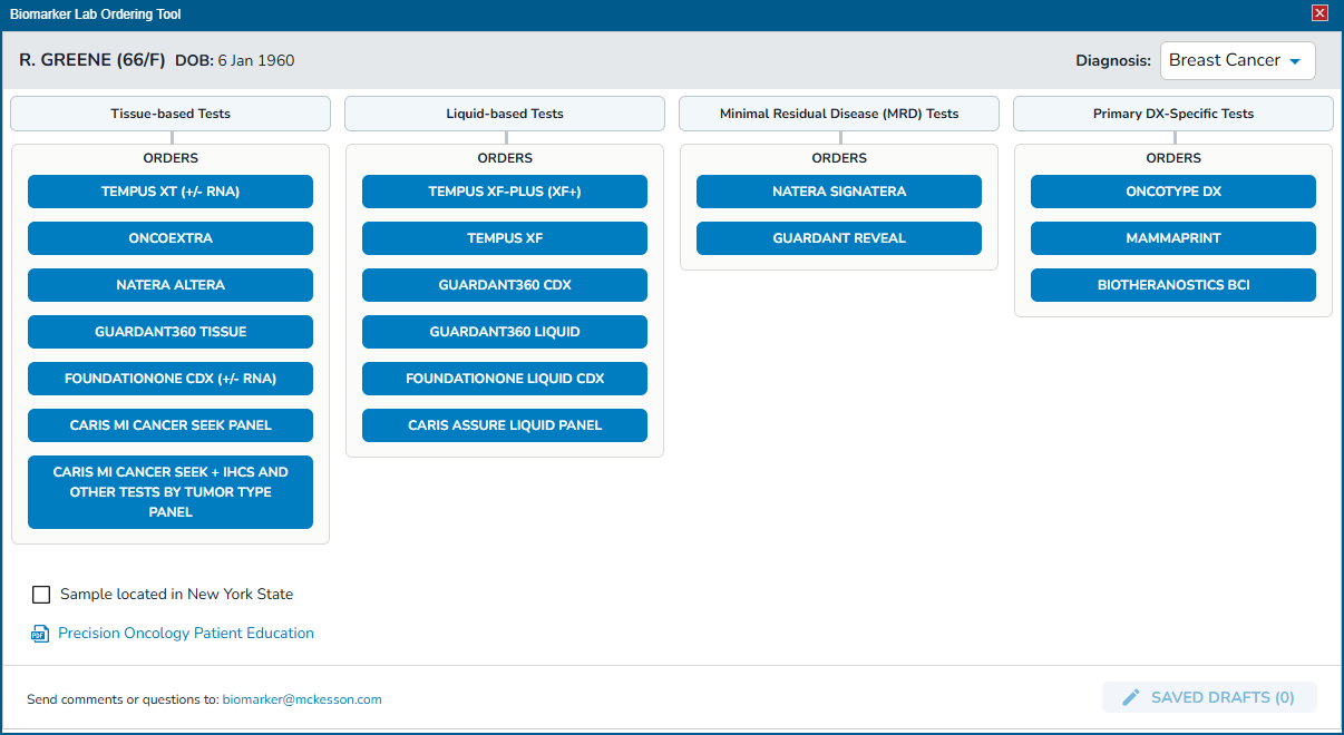 The Biomarker Lab Ordering Tool - click to enlarge The Biomarker Lab Ordering Tool
