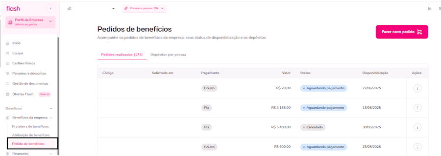imagem da plataforma no menu de pedidos