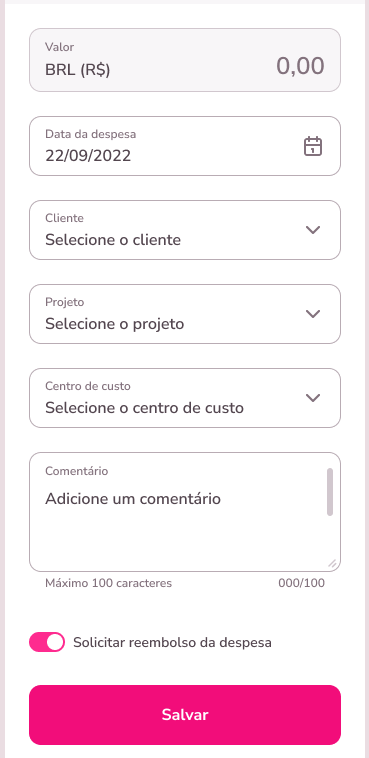 imagem com dados exemplos de despesa