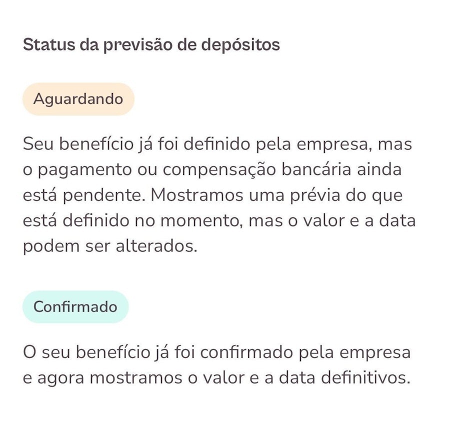 imagem do aplicativo com informações exemplo do status do beneficio sendo aguardando e confirmado