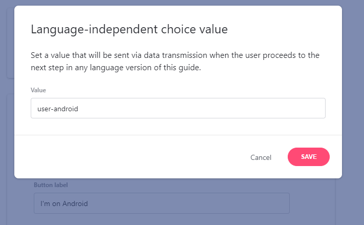 Choice value menu open - click to enlarge Choice value menu open