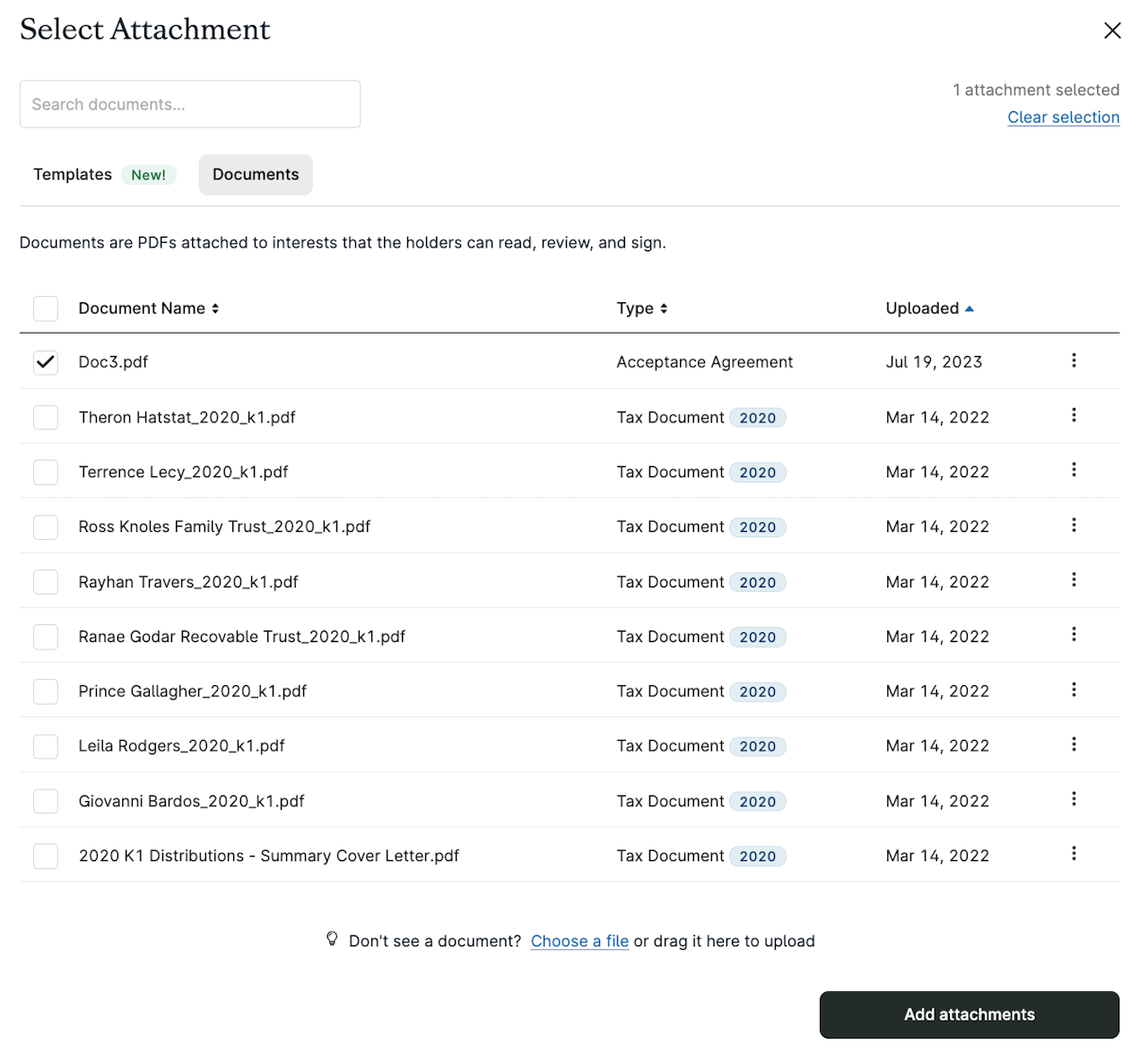 Add attachments - click to enlarge Add attachments