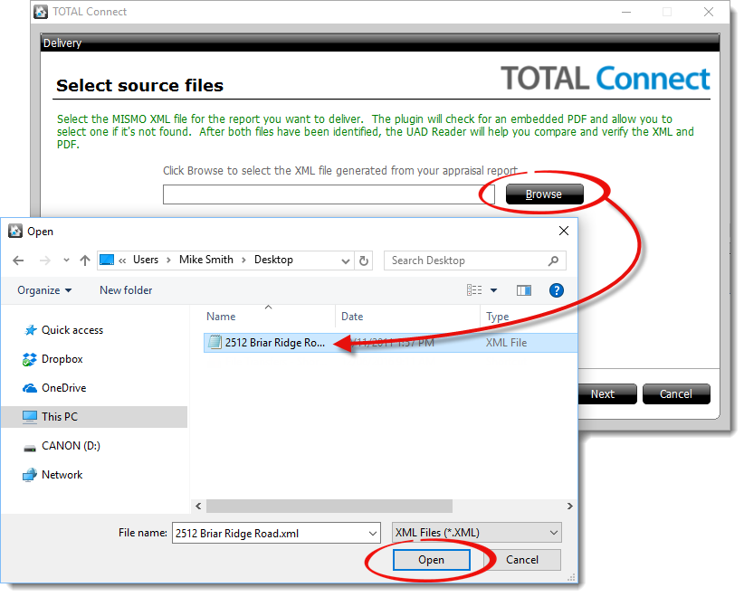 Browse For MISMO XML File