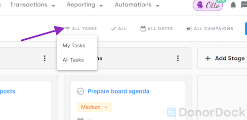 Task option by ownership