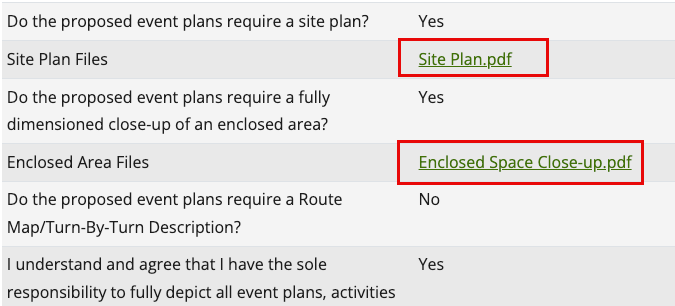 Image showing an application’s section details, with links to 2 files.