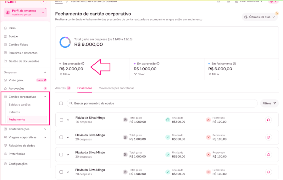 imagem com destaque para o menu lateral em fechamento