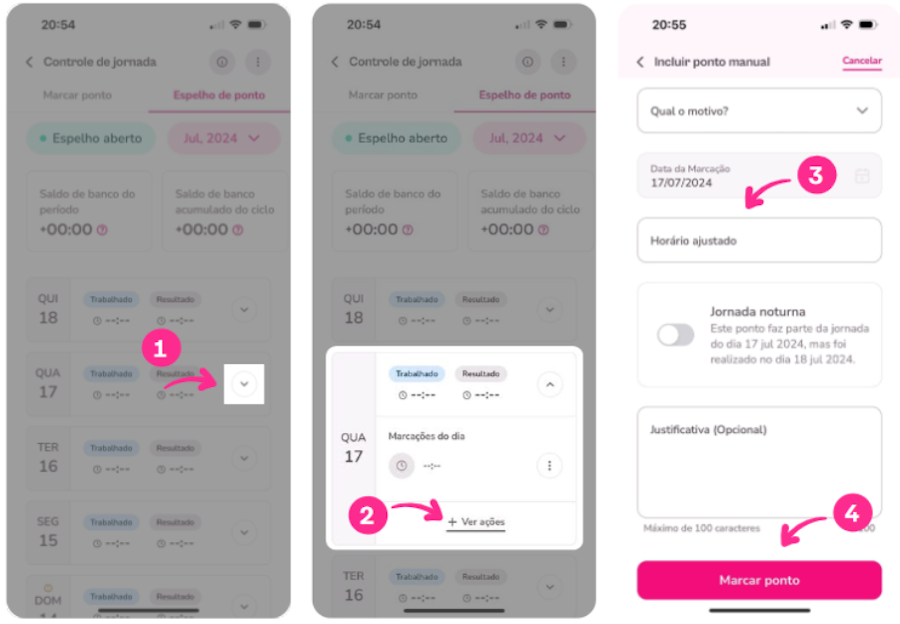 Imagem para marcar ponto manual de dias anteriores