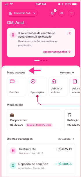 Gif com passo a passo para aprovação via aplicativo